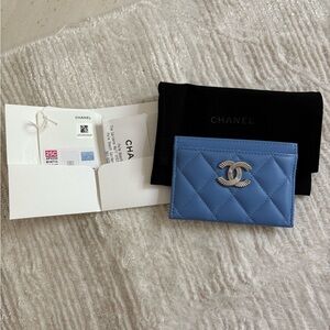 Chanel 25C Blue Caviar Leather Cardholder Wallet